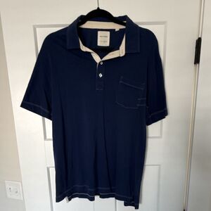 Billy Reid Men's XL Navy Blue 100% Cotton Short Sleeve Polo Shirt